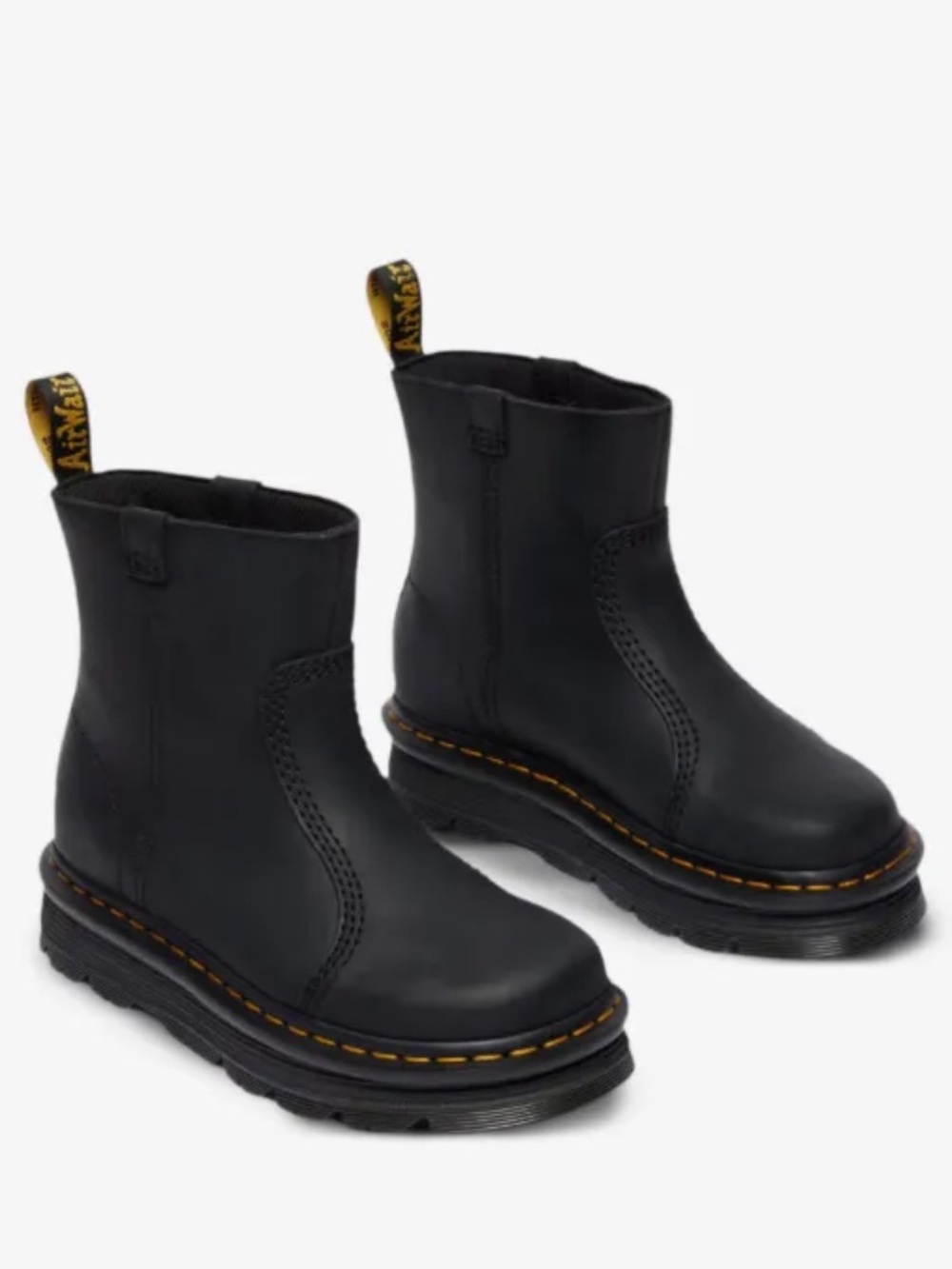 Dr. Martens Zebzag Rigger Black Leather Pull-Tab Slip-On Boots Sz 7